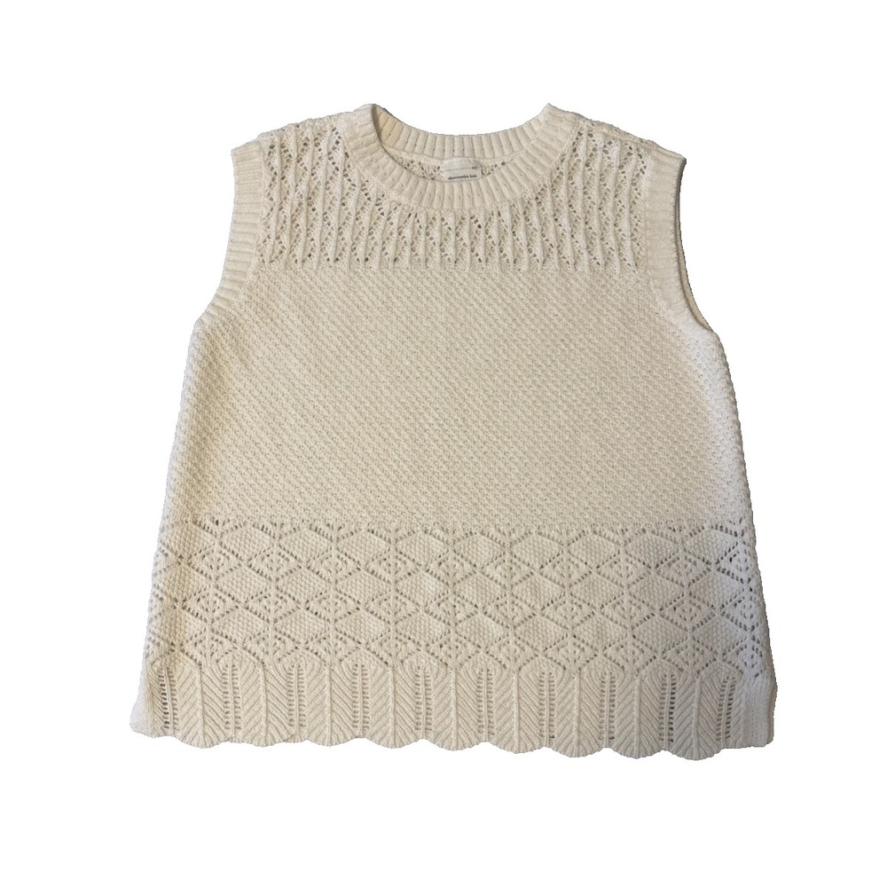 Abercrombie Kids Cropped White Knit Sleeveless Sweater Vest Girls 15/16 Cottage